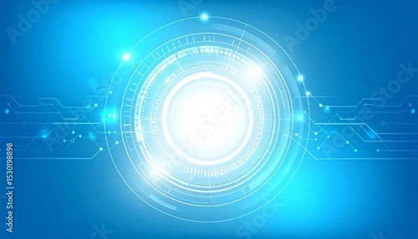 Obraz Blue abstract tech circle with circuit board.