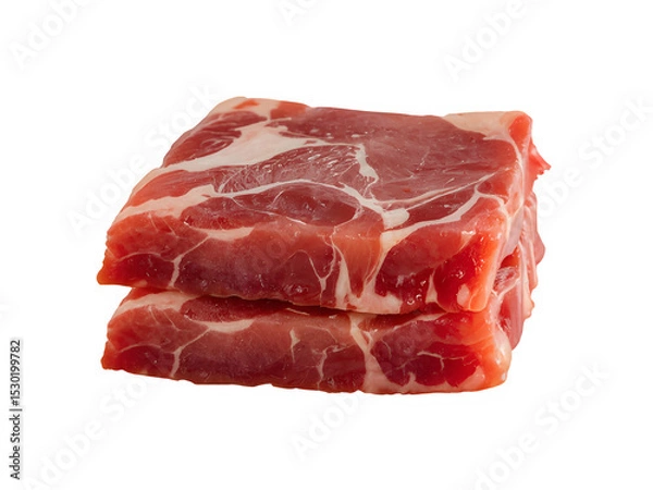 Fototapeta Cuts of raw duck meat stacked isolated on transparent background.