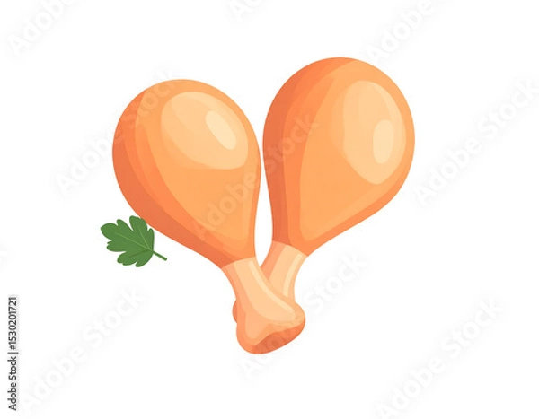 Fototapeta two pieces of chicken thigh isolated on a transparent background