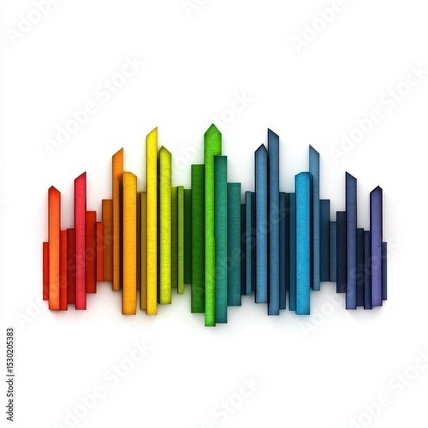 Obraz Abstract Rainbow Cityscape Colorful Skyscrapers on White