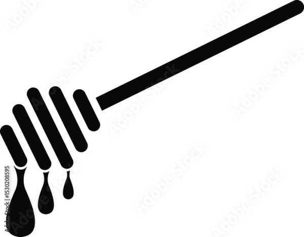 Fototapeta Honey dipper stick with dripping honey icon. Honey dipper sign. Honey stick symbol. flat style.