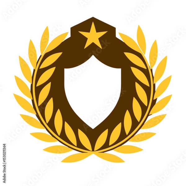 Obraz Gold laurel wreath shield emblem with star