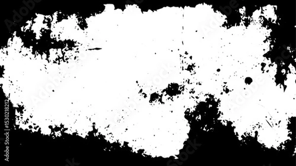 Fototapeta Distressed Grunge Texture Border, Abstract Black and White Splatter Overlay Background