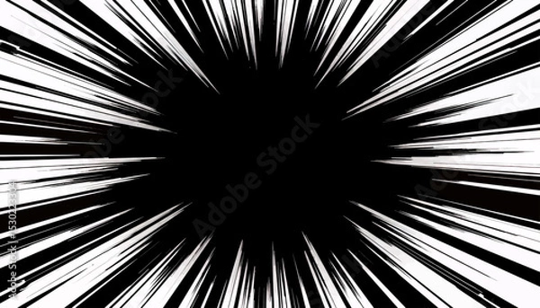 Fototapeta Radial Speed Lines Black and White Motion Blur