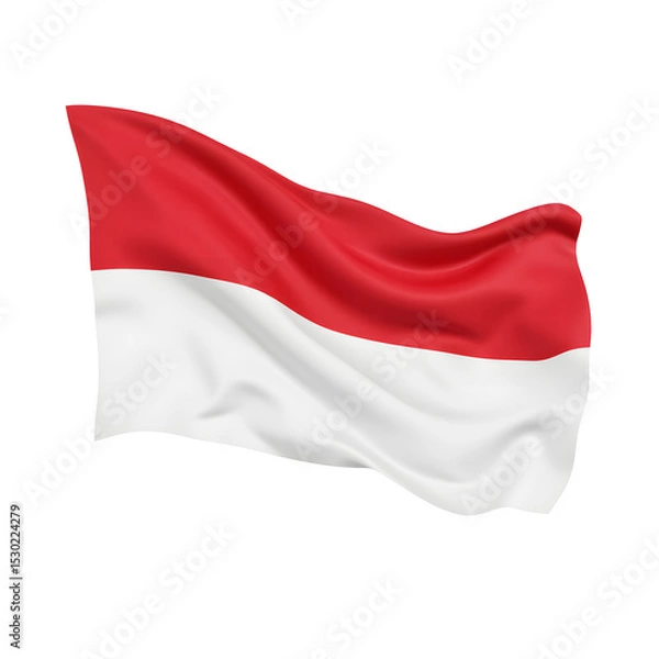 Fototapeta Indonesia flag horizontal stripes, red white, simple design, no flagpole, isolated on white background, Southeast Asian photography