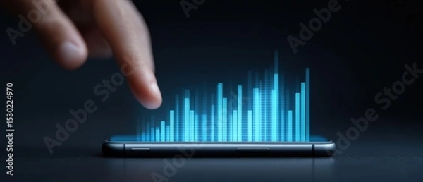 Obraz Innovative digital interaction technology sector data visualization modern environment close-up view user engagement concept