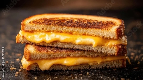 Fototapeta A grilled cheese sandwich on a dark background