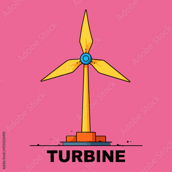 Fototapeta Wind Turbine on Pink Background with Modern Design