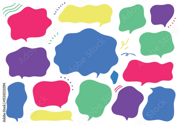 Obraz カラフルでふにゃふにゃしたふきだしセット