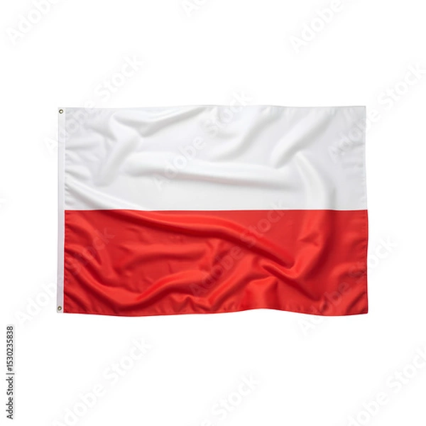 Fototapeta Poland flag horizontal stripes, white red, simple design, no pole, isolated white background, European photography
