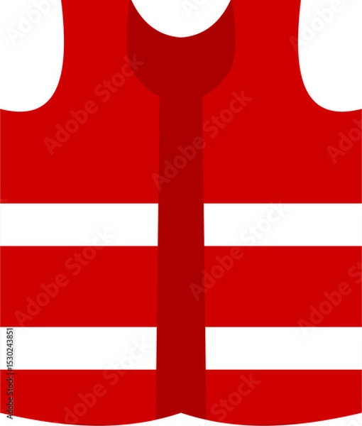 Obraz Red safety vest, horizontal white stripes, flat vector.