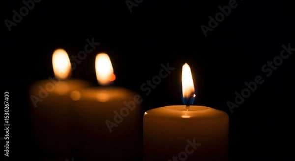 Fototapeta Three Candles in the Dark: A Symbol of Hope and Remembrance