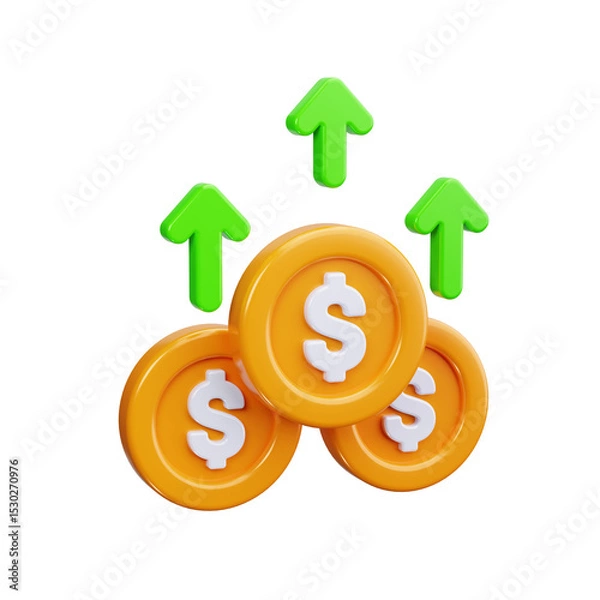 Fototapeta Increasing Money Value 3d render icons