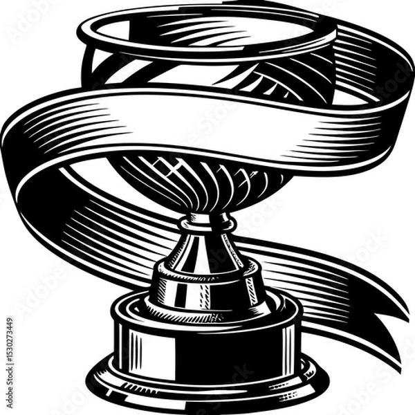Fototapeta Illustration of an ornate trophy with a ribbon around it