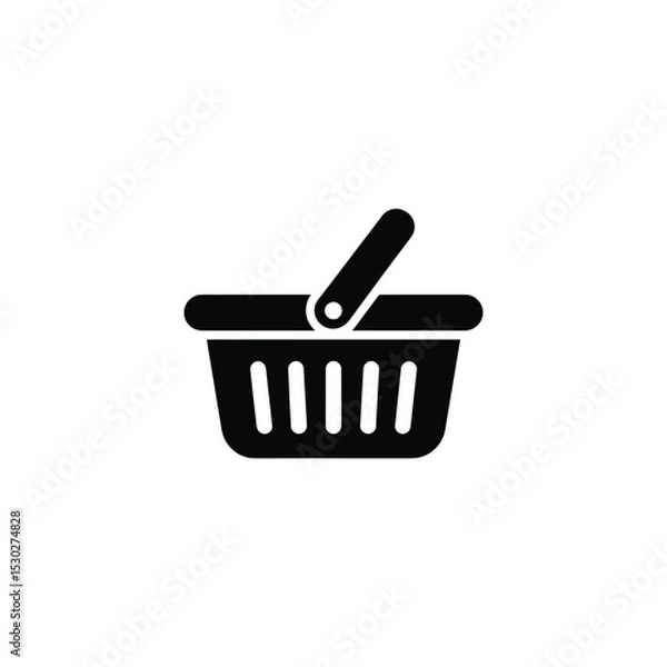 Fototapeta Black Shopping Basket Icon Simple Illustration of Commerce and Retail Symbolism for Design Projects