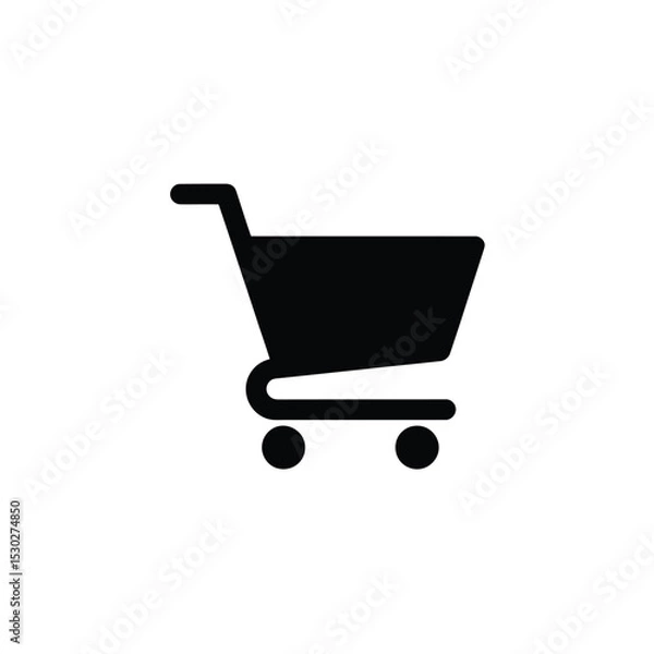 Fototapeta Black Shopping Cart Icon Ecommerce, Retail, and Grocery Symbol Isolated on White