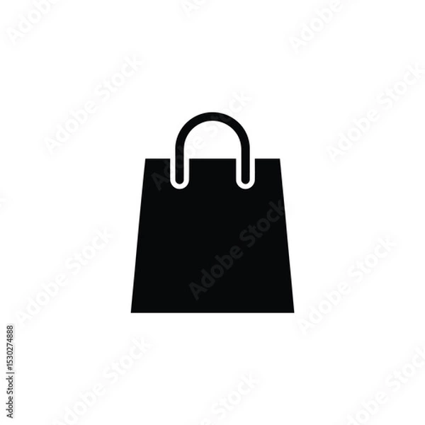 Fototapeta Black Silhouette Illustration of a Shopping Bag With Rounded Handle Icon