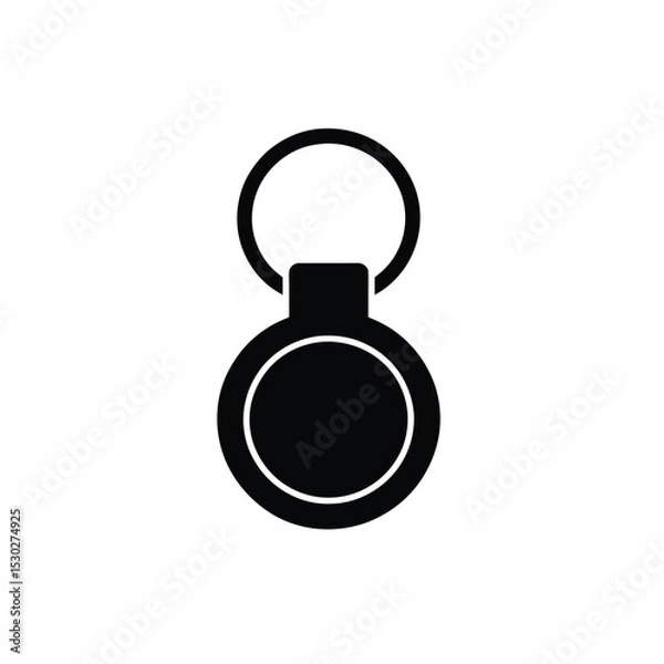 Fototapeta Black Silhouette Illustration Circular Keyring Tag Tracker Accessory, Gadget, Round Shape Item