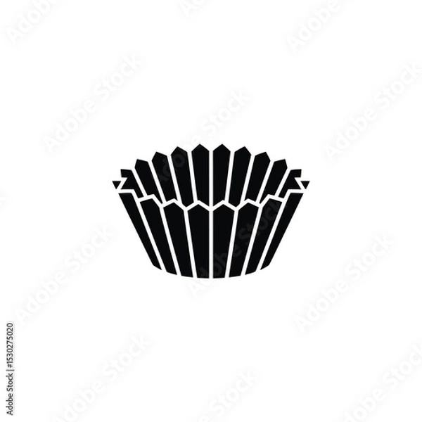 Fototapeta Black Silhouette of a Cupcake Liner with Jagged Edges and White Outline