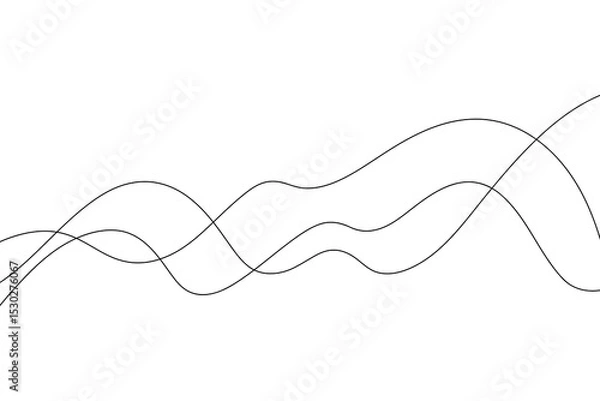 Fototapeta Abstract wavy endless lines on a white background. Modern minimalistic background, vector. Fine lines with curves for decoration, design, banner, background. Background image with space for text
