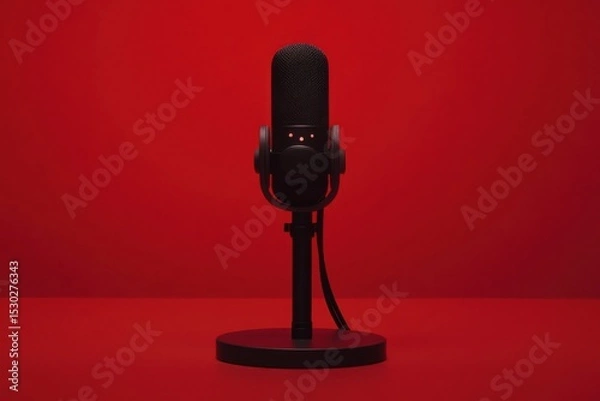 Fototapeta Podcast recording session studio space photography minimalistic close-up creativity and sound