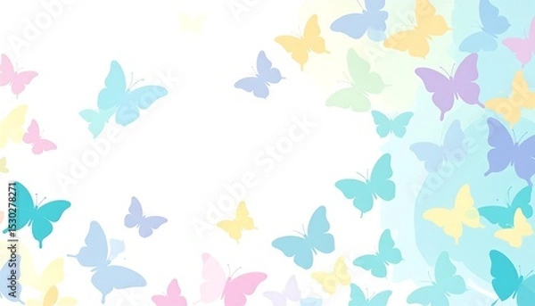 Obraz Pastel Butterflies on White Background.
