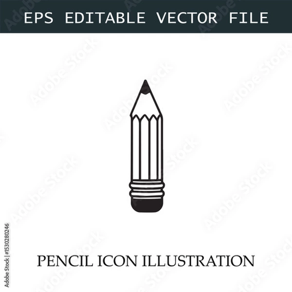 Fototapeta Pencil Icon Black and White Vector Design Image Illustration
