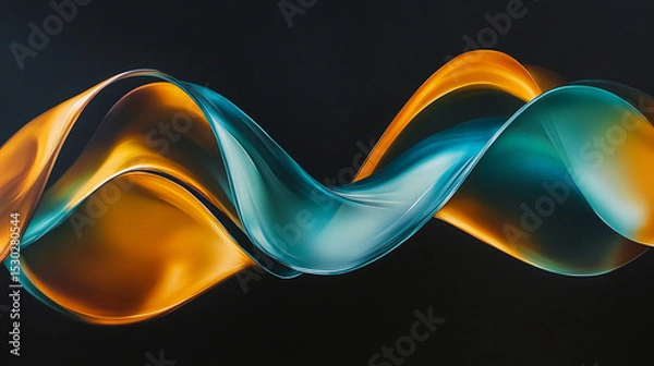 Fototapeta Abstract Fluid Wave on Dark Background. A sleek, flowing abstract fluid wave suitable for modern digital design and technology branding.