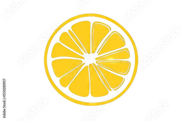 Fototapeta A Simple Bright Yellow Lemon Slice Icon Isolated On A Transparent Background