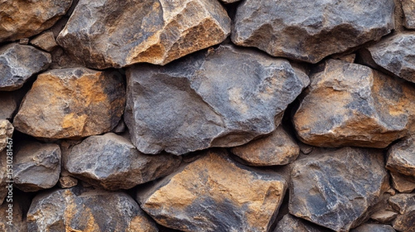 Fototapeta Brown stone background. High-resolution image of a rustic brown stone wall suitable for background and architectural design.
