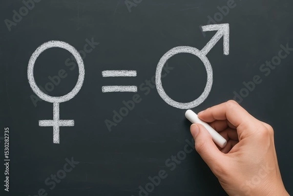 Obraz Concept of Gender Equality Explained with Symbols for Female and Male Representation on Chalkboard Background