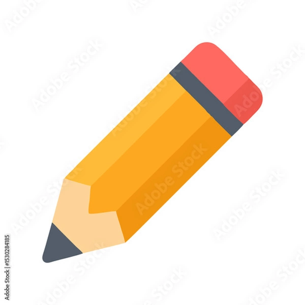 Fototapeta Flat Design Pencil Icon Isolated on Light Background