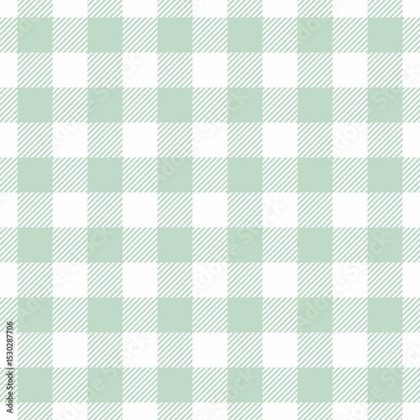Fototapeta Seamless gingham white green