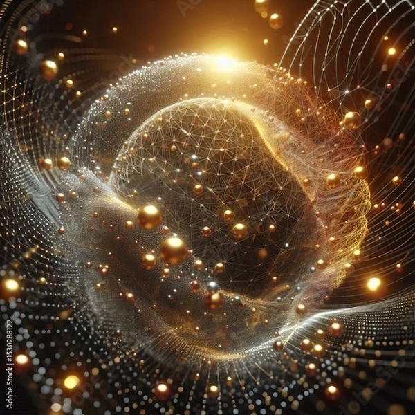 Fototapeta Quantum with floating data points