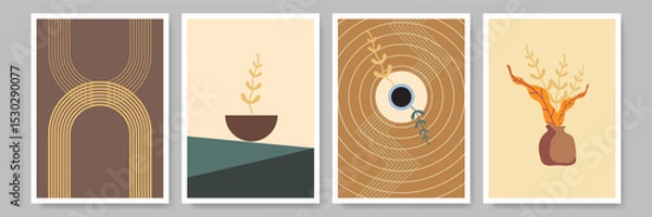 Fototapeta Warm Neutral Color Boho Vector Poster Design