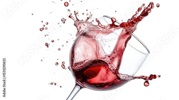 Fototapeta A Glass Of Red Wine Splashes Dramatically Against A Transparent Background Capturing The Energy And Excitement Of A Celebratory Moment