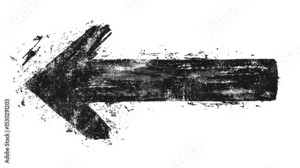 Fototapeta Black Grunge Arrow Pointing To The Left Isolated On Transparent Background