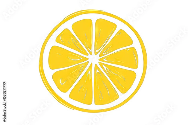 Fototapeta A Simple Illustration Of A Lemon Slice Depicted In A Bright Yellow Color With A Transparent Background The Lemon Slice Is Illustrated With 8 Segments