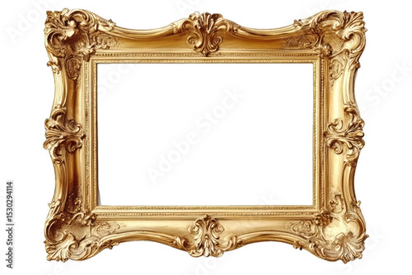Fototapeta A Classic Ornate Golden Picture Frame With Intricate Carvings Isolated On A Transparent Background The Frame Is Perfect For Showcasing Photos Artwork Or Other Decorative Items