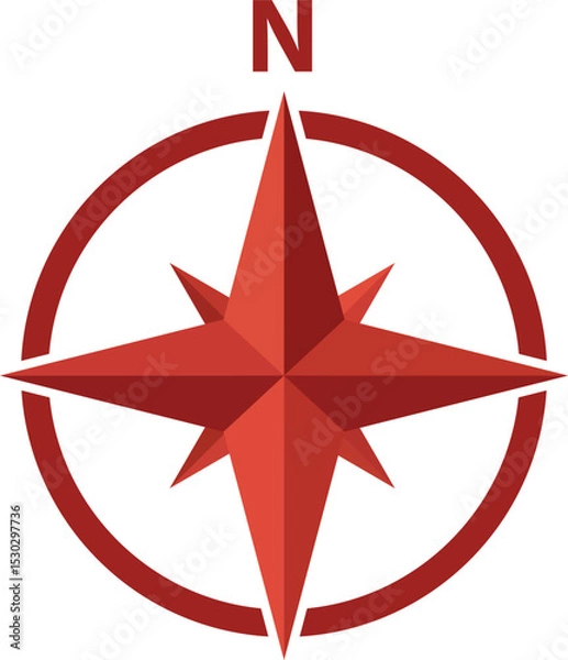Fototapeta North icon. Direction compass symbol. Compass icon of north direction sign. flat style.