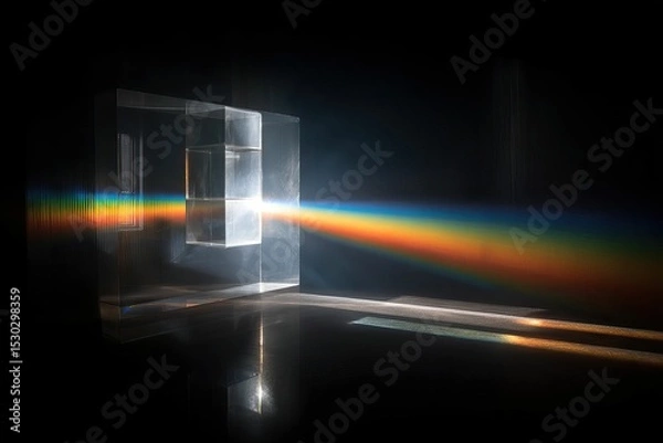 Obraz Glass blocks splitting light into a vibrant spectrum on a black surface