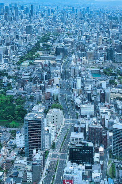 Fototapeta 美術館やホテル、百貨店もある超高層複合ビル、あべのハルカスの展望台からの素晴らしい眺望