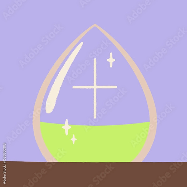 Fototapeta Apothecary bottle with green liquid and cross symbol inside