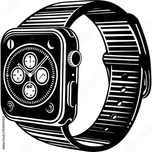 Fototapeta Illustration of a smart watch with multiple time zones