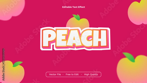 Fototapeta Peach Text Effects Vector Design with Pink Background