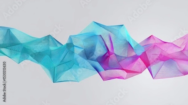 Fototapeta Holograic Polygon Mesh with Flowing Velocity Traces