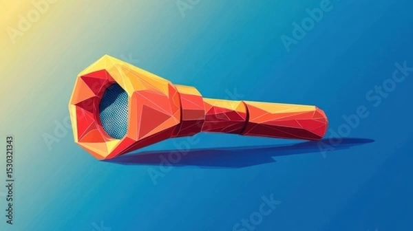 Fototapeta Low-poly telescope, abstract illustration, vibrant colors, gradient background, digital art, design element, stock photo