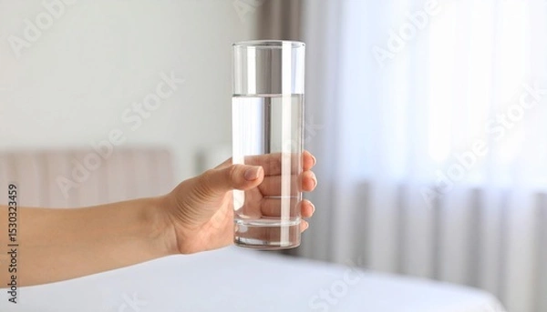 Fototapeta Healthy drinking glass in hand