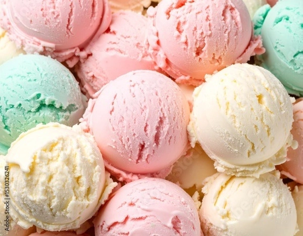 Obraz Generated image 스쿱으로 뜬 여러컬러의 아이스크림 더미 A pile of colorful ice cream scooped out with a scoop
