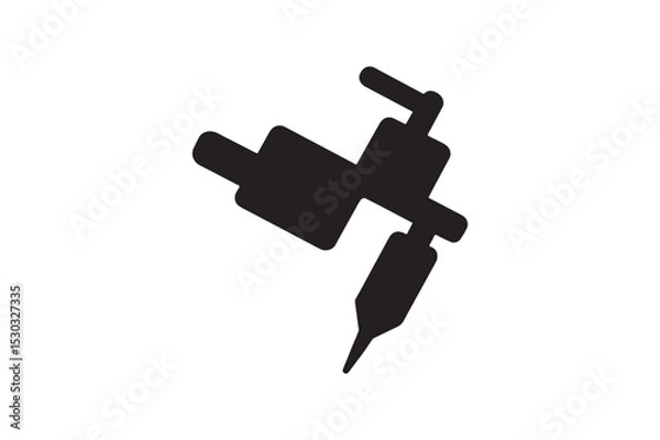 Fototapeta Tattoo Needle silhouette vector with white background